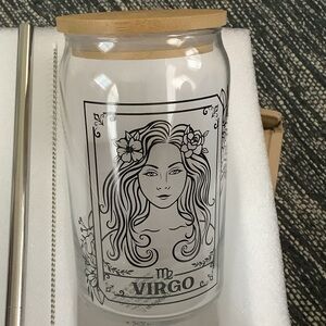 VIRGO ZODIAC CAN GLASS
NWOT